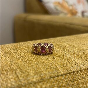 Elegant 14 KT Gold and Pink Gemstone Ring